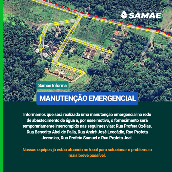 COMUNICADO DE MANUTENÇÃO EMERGENCIAL